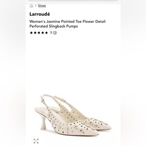 Larroude Cream Flower Detail Slingback Heels